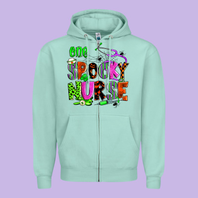 One Spooky Nurse Zipper Hoodie Designed By Zillion Design Studio