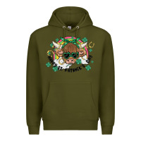 Army Green st. patrick's day highland cow Premium Hoodie - MaliasSmallBusiness