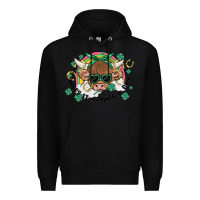 Black st. patrick's day highland cow Premium Hoodie - MaliasSmallBusiness