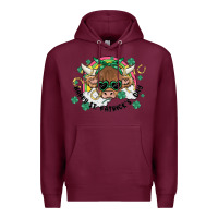 Burgundy st. patrick's day highland cow Premium Hoodie - MaliasSmallBusiness