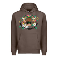 Coffee st. patrick's day highland cow Premium Hoodie - MaliasSmallBusiness