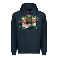 Navy st. patrick's day highland cow Premium Hoodie - MaliasSmallBusiness