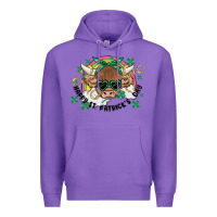 Purple st. patrick's day highland cow Premium Hoodie - MaliasSmallBusiness