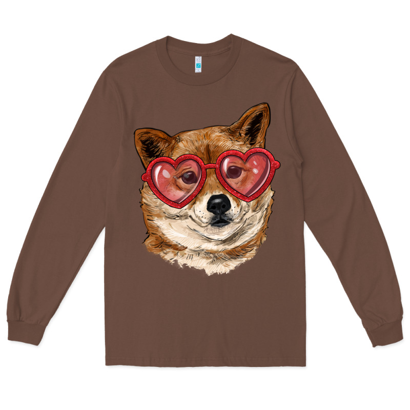Shiba Inu With Love Glasses Long Sleeve Tee by RanaPortraitStore | Teevron