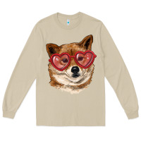 Mushroom shiba inu with love glasses Long Sleeve Tee - RanaPortraitStore