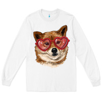 White shiba inu with love glasses Long Sleeve Tee - RanaPortraitStore