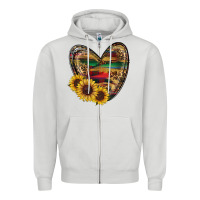 Dove Grey western sunflowers heart Zipper Hoodie - RanaPortraitStore