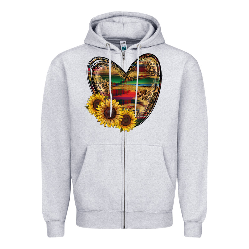 Western Sunflowers Heart Zipper Hoodie by RanaPortraitStore | Teevron