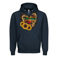 Navy western sunflowers heart Zipper Hoodie - RanaPortraitStore