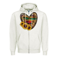 Oatmeal Heather western sunflowers heart Zipper Hoodie - RanaPortraitStore