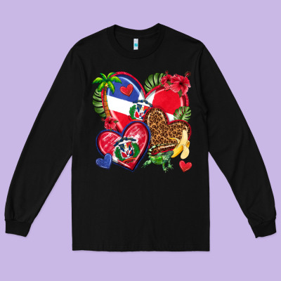 Long Sleeve Tee dominican republic  hearts