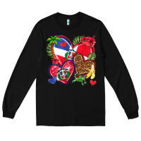 Black dominican republic  hearts Long Sleeve Tee - texasbilliewilder