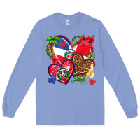 Colony Blue dominican republic  hearts Long Sleeve Tee - texasbilliewilder