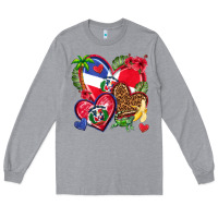 Heather Grey dominican republic  hearts Long Sleeve Tee - texasbilliewilder