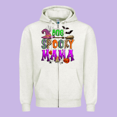 One Spooky Mama Zipper Hoodie Designed By Zillion Design Studio