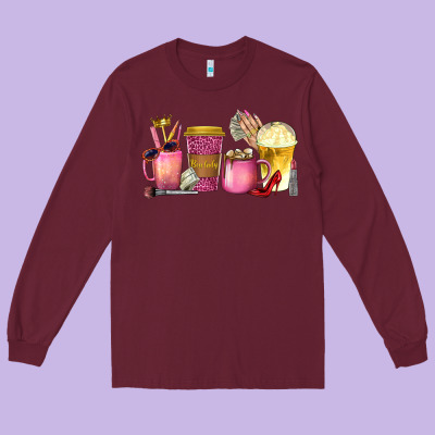 Long Sleeve Tee boss lady coffee cups with money
