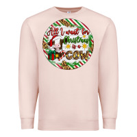 Pale Pink Christmas all i want for christmas is a cow Premium Sweatshirt - Artiststas