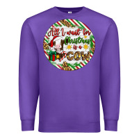 Purple Christmas all i want for christmas is a cow Premium Sweatshirt - Artiststas
