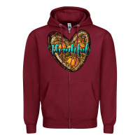 Burgundy thankful pumpkin heart Zipper Hoodie - RanaPortraitStore