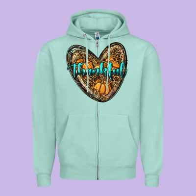Thankful Pumpkin Heart Zipper Hoodie Designed By Ranaportraitstore