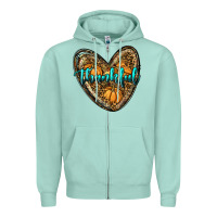 Seafoam thankful pumpkin heart Zipper Hoodie - RanaPortraitStore