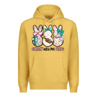Antique Gold easter chilling with my peeps bunny Premium Hoodie - MaliasSmallBusiness