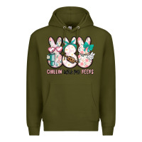 Army Green easter chilling with my peeps bunny Premium Hoodie - MaliasSmallBusiness