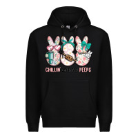 Black easter chilling with my peeps bunny Premium Hoodie - MaliasSmallBusiness