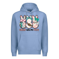 Colony Blue easter chilling with my peeps bunny Premium Hoodie - MaliasSmallBusiness
