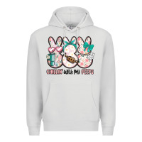 Dove Grey easter chilling with my peeps bunny Premium Hoodie - MaliasSmallBusiness