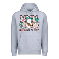 Heather Grey easter chilling with my peeps bunny Premium Hoodie - MaliasSmallBusiness