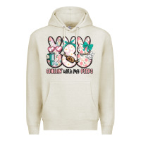 Oatmeal Heather easter chilling with my peeps bunny Premium Hoodie - MaliasSmallBusiness