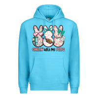 Ocean Blue easter chilling with my peeps bunny Premium Hoodie - MaliasSmallBusiness