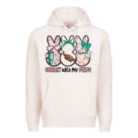 Pale Pink easter chilling with my peeps bunny Premium Hoodie - MaliasSmallBusiness