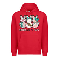 Red easter chilling with my peeps bunny Premium Hoodie - MaliasSmallBusiness