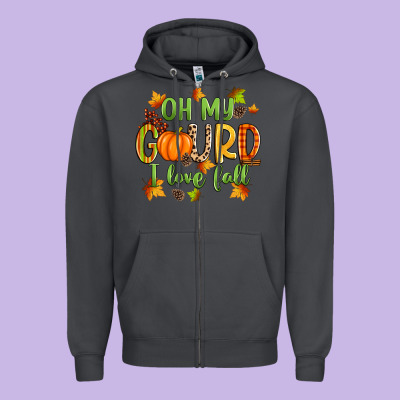 Oh My Gourd I Love Fall Zipper Hoodie Designed By Zillion Design Studio