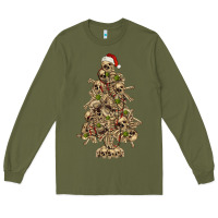 Army Green Skeleton Christmas Tree Long Sleeve Tee - RanaPortraitStore