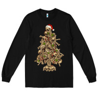 Black Skeleton Christmas Tree Long Sleeve Tee - RanaPortraitStore