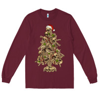 Burgundy Skeleton Christmas Tree Long Sleeve Tee - RanaPortraitStore