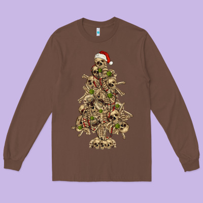 Long Sleeve Tee Skeleton Christmas Tree