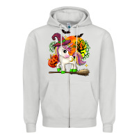 Dove Grey halloween unicorn Zipper Hoodie - Zillion Design Studio