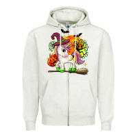 Oatmeal Heather halloween unicorn Zipper Hoodie - Zillion Design Studio