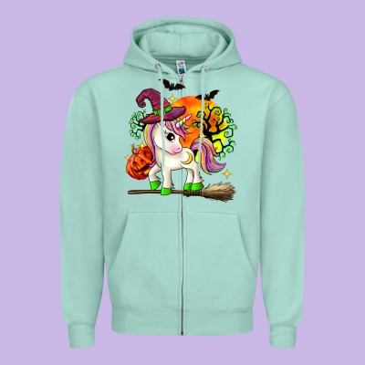 Halloween Unicorn Zipper Hoodie Designed By Zillion Design Studio