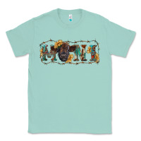 Seafoam western mini black highland calf Classic Tee - RanaPortraitStore