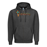 Charcoal Heather thankful pumpkin cross Zipper Hoodie - RanaPortraitStore