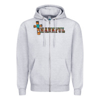 Heather Grey thankful pumpkin cross Zipper Hoodie - RanaPortraitStore