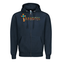Navy thankful pumpkin cross Zipper Hoodie - RanaPortraitStore