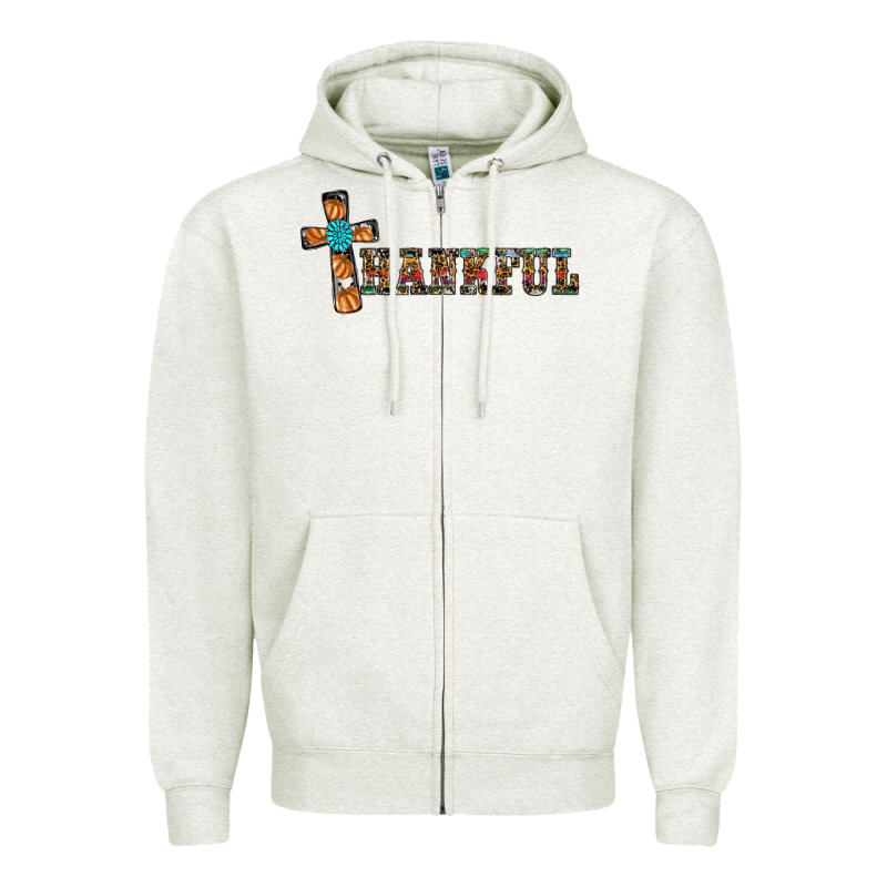 Thankful Pumpkin Cross Zipper Hoodie by RanaPortraitStore | Teevron