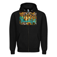 Black thankful pumpkin Zipper Hoodie - RanaPortraitStore
