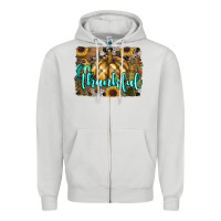 Dove Grey thankful pumpkin Zipper Hoodie - RanaPortraitStore